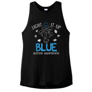 Light It Up Blue For Autism Awareness Month Ladies PosiCharge Tri-Blend Wicking Tank