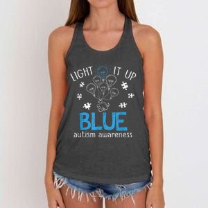 Light It Up Blue For Autism Awareness Month Women's Knotted Racerback Tank