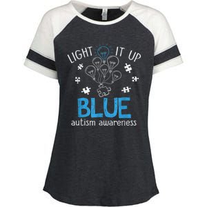 Light It Up Blue For Autism Awareness Month Enza Ladies Jersey Colorblock Tee