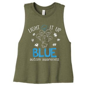 Light It Up Blue For Autism Awareness Month Women's Racerback Cropped Tank