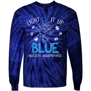 Light It Up Blue For Autism Awareness Month Tie-Dye Long Sleeve Shirt