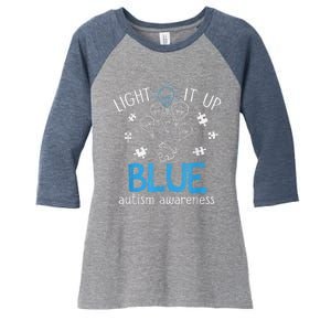 Light It Up Blue For Autism Awareness Month Women's Tri-Blend 3/4-Sleeve Raglan Shirt