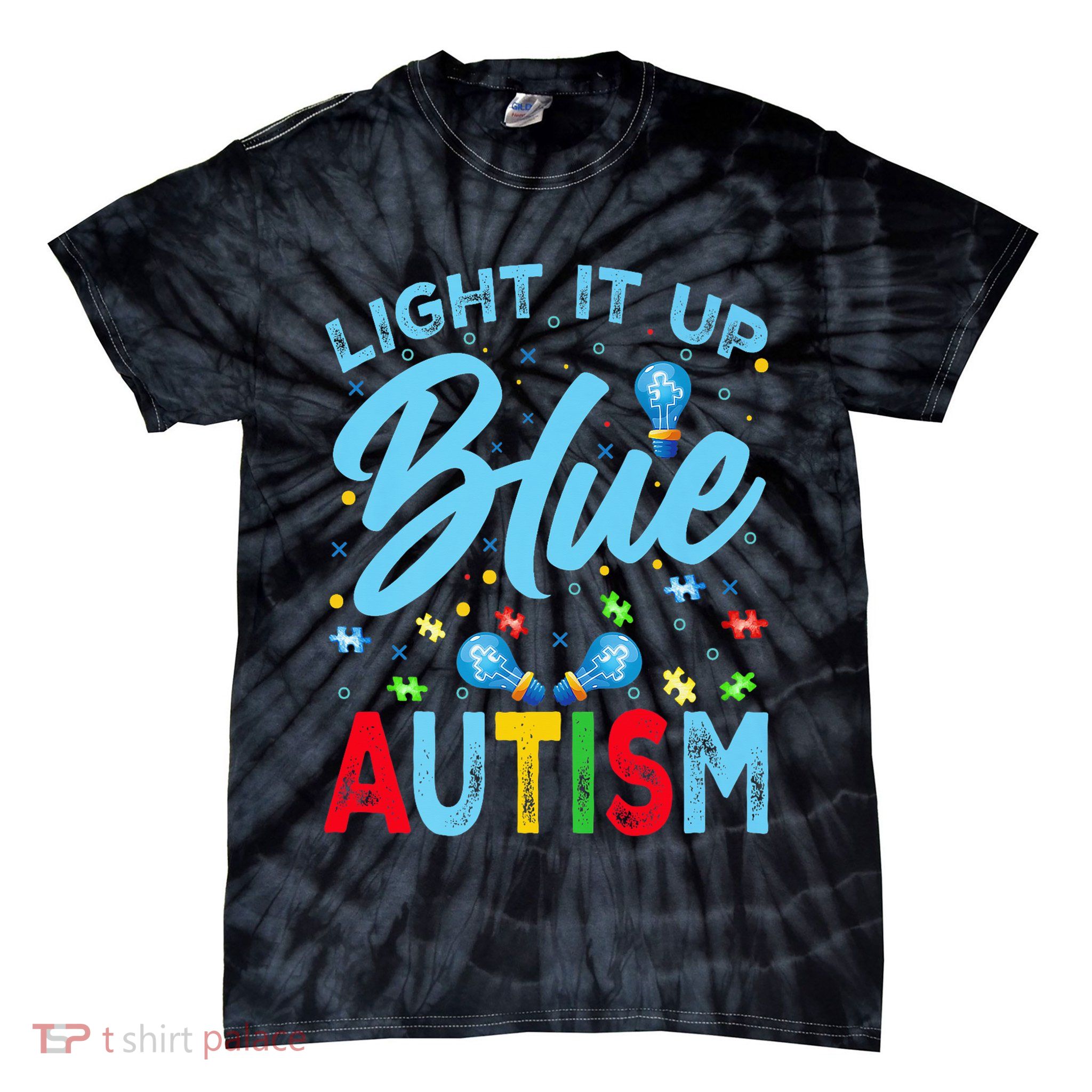 Light It Up Blue Autism Awareness Tie-Dye T-Shirt