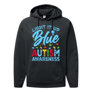 Light It Up Blue Autism Awareness Performance Fleece Hoodie