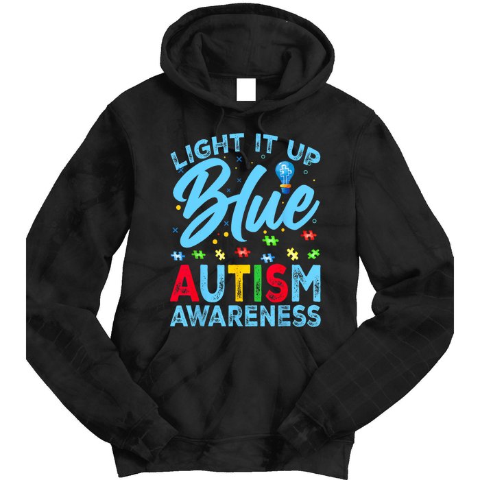 Light It Up Blue Autism Awareness Tie Dye Hoodie