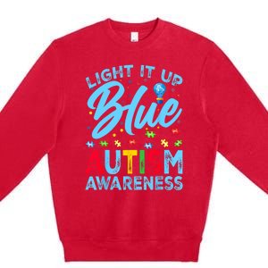 Light It Up Blue Autism Awareness Premium Crewneck Sweatshirt