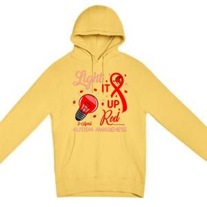 Light It Up Red Utism Awareness Acceptance Red Instead Gift Premium Pullover Hoodie