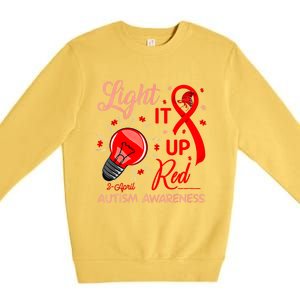 Light It Up Red Utism Awareness Acceptance Red Instead Gift Premium Crewneck Sweatshirt