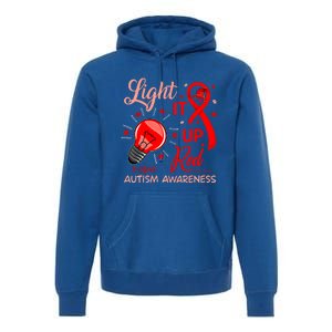 Light It Up Red Utism Awareness Acceptance Red Instead Gift Premium Hoodie