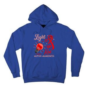 Light It Up Red Utism Awareness Acceptance Red Instead Gift Tall Hoodie