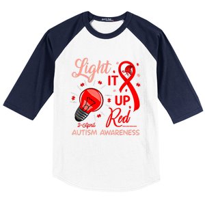 Light It Up Red Utism Awareness Acceptance Red Instead Gift Baseball Sleeve Shirt