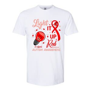 Light It Up Red Utism Awareness Acceptance Red Instead Gift Softstyle CVC T-Shirt