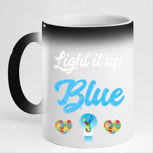 Light It Up Blue Autism Awareness Day Down Syndrome Gift 11oz Black Color Changing Mug