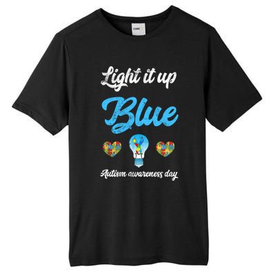 Light It Up Blue Autism Awareness Day Down Syndrome Gift Tall Fusion ChromaSoft Performance T-Shirt