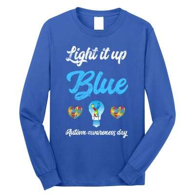 Light It Up Blue Autism Awareness Day Down Syndrome Gift Long Sleeve Shirt