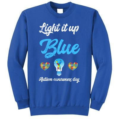 Light It Up Blue Autism Awareness Day Down Syndrome Gift Sweatshirt