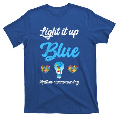 Light It Up Blue Autism Awareness Day Down Syndrome Gift T-Shirt