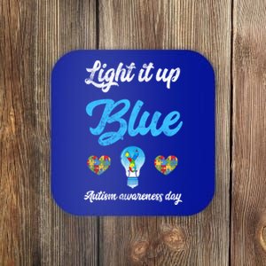 Light It Up Blue Autism Awareness Day Down Syndrome Gift Coaster