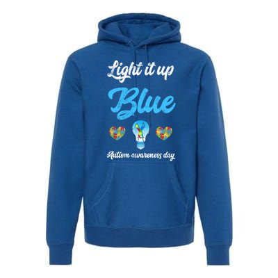 Light It Up Blue Autism Awareness Day Down Syndrome Gift Premium Hoodie