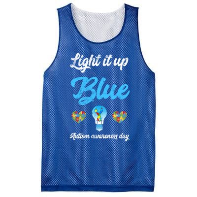 Light It Up Blue Autism Awareness Day Down Syndrome Gift Mesh Reversible Basketball Jersey Tank