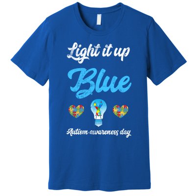 Light It Up Blue Autism Awareness Day Down Syndrome Gift Premium T-Shirt