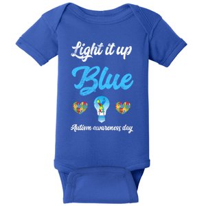 Light It Up Blue Autism Awareness Day Down Syndrome Gift Baby Bodysuit