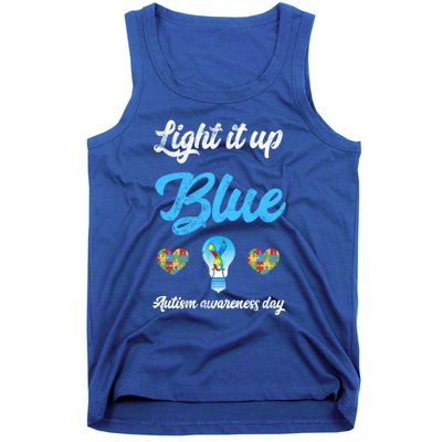 Light It Up Blue Autism Awareness Day Down Syndrome Gift Tank Top