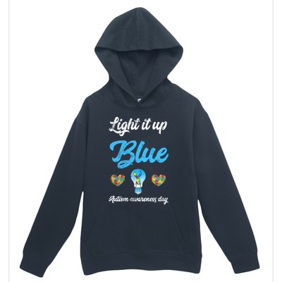 Light It Up Blue Autism Awareness Day Down Syndrome Gift Urban Pullover Hoodie