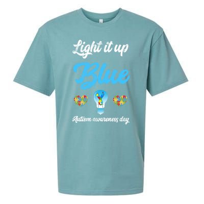 Light It Up Blue Autism Awareness Day Down Syndrome Gift Sueded Cloud Jersey T-Shirt