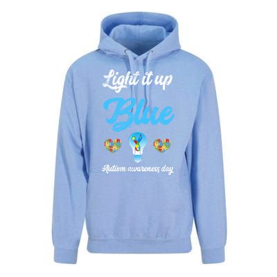 Light It Up Blue Autism Awareness Day Down Syndrome Gift Unisex Surf Hoodie