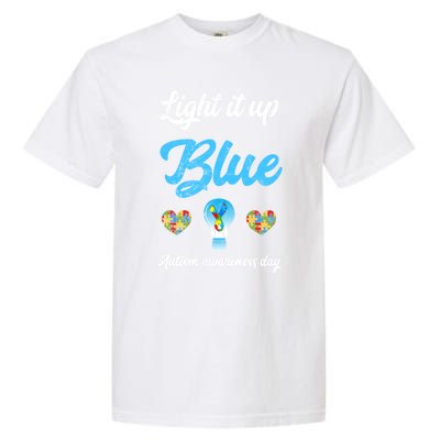 Light It Up Blue Autism Awareness Day Down Syndrome Gift Garment-Dyed Heavyweight T-Shirt