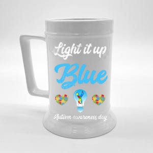 Light It Up Blue Autism Awareness Day Down Syndrome Gift Beer Stein