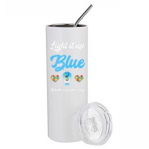 Light It Up Blue Autism Awareness Day Down Syndrome Gift Stainless Steel Tumbler