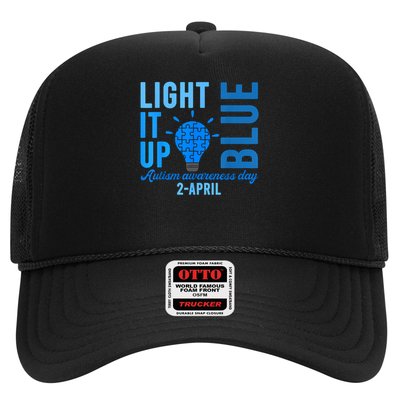Light It Up Blue Autism Awareness Day 2 April Men Women Kids Trucker Hat