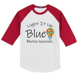 Light It Up Blue Autism Awareness Lamp Puzzle Kids Colorblock Raglan Jersey