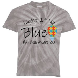 Light It Up Blue Autism Awareness Lamp Puzzle Kids Tie-Dye T-Shirt