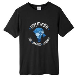 Light It Up Blue Love Kindness Awareness Puzzle Autism Awareness Month Tall Fusion ChromaSoft Performance T-Shirt