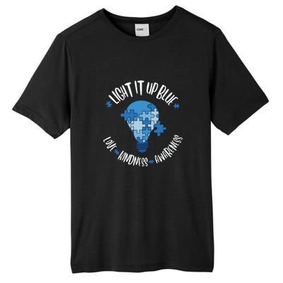 Light It Up Blue Love Kindness Awareness Puzzle Autism Awareness Month Tall Fusion ChromaSoft Performance T-Shirt