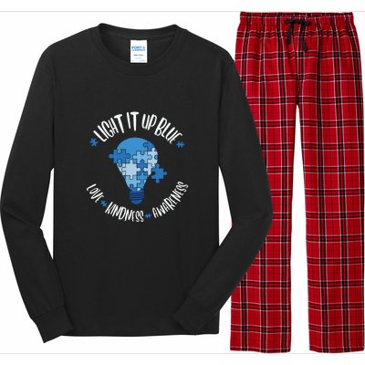 Light It Up Blue Love Kindness Awareness Puzzle Autism Awareness Month Long Sleeve Pajama Set