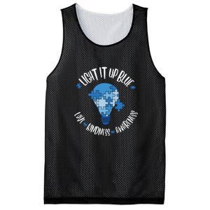 Light It Up Blue Love Kindness Awareness Puzzle Autism Awareness Month Mesh Reversible Basketball Jersey Tank