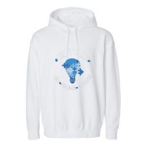 Light It Up Blue Love Kindness Awareness Puzzle Autism Awareness Month Garment-Dyed Fleece Hoodie