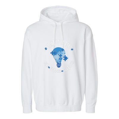 Light It Up Blue Love Kindness Awareness Puzzle Autism Awareness Month Garment-Dyed Fleece Hoodie