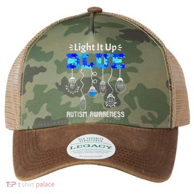 Light It Up Blue Autism Awareness Autistic Puzzle Piece Legacy Tie Dye Trucker Hat