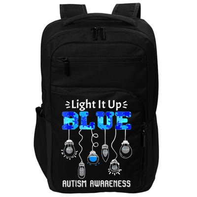 Light It Up Blue Autism Awareness Autistic Puzzle Piece Impact Tech Backpack