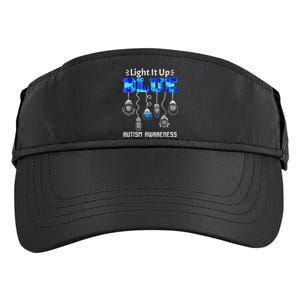 Light It Up Blue Autism Awareness Autistic Puzzle Piece Adult Drive Performance Visor