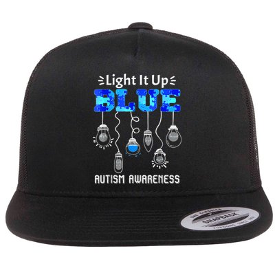 Light It Up Blue Autism Awareness Autistic Puzzle Piece Flatbill Hat