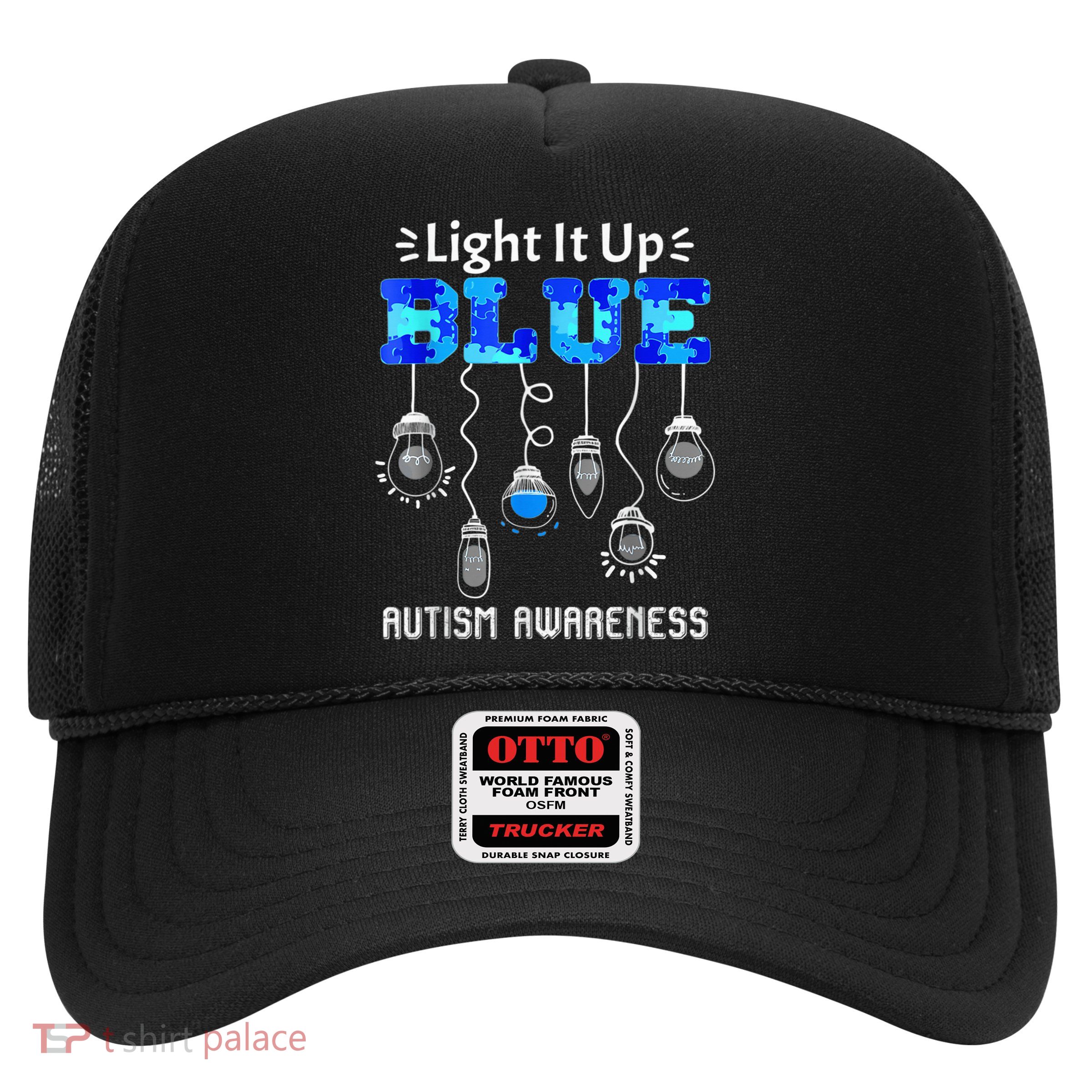 Light It Up Blue Autism Awareness Autistic Puzzle Piece Trucker Hat