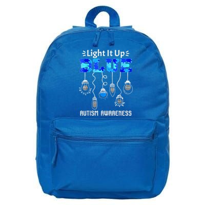 Light It Up Blue Autism Awareness Autistic Puzzle Piece 16 in Basic Backpack