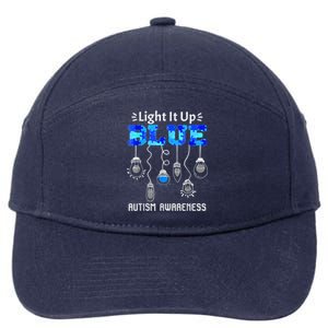 Light It Up Blue Autism Awareness Autistic Puzzle Piece 7-Panel Snapback Hat