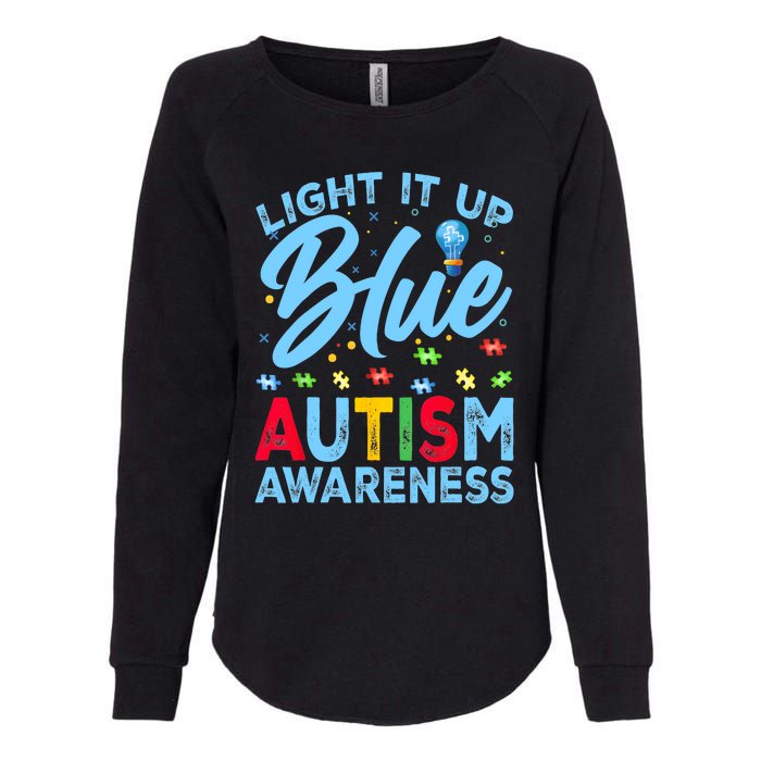 Light It Up Blue Autism Awareness Womens California Wash Sweatshirt